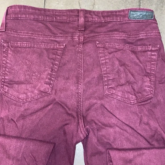 AG Adriano Goldschmied Size 28R The Stevie Ankle Slim Straight Leg Burgundy Jean - Picture 11 of 16
